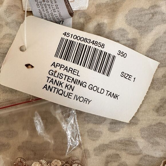 NEW Chico's Gold Sequin GLAM Fancy Mesh Shell Tank Top Animal Size 1 Medium - Picture 9 of 9